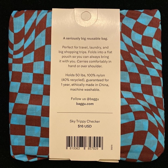 NWT BAGGU SKY TRIPPY CHECKER Big Reusable Bag - Discontinued Pattern - Picture 2 of 6